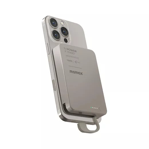 Batterie externe magnétique portable Momax 1-Power F.Pass+ 10000 mAh avec câble intégré