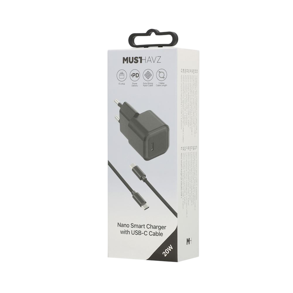 Pack MustHavz Nano Charger 20W + Câble USB-C vers USB-C