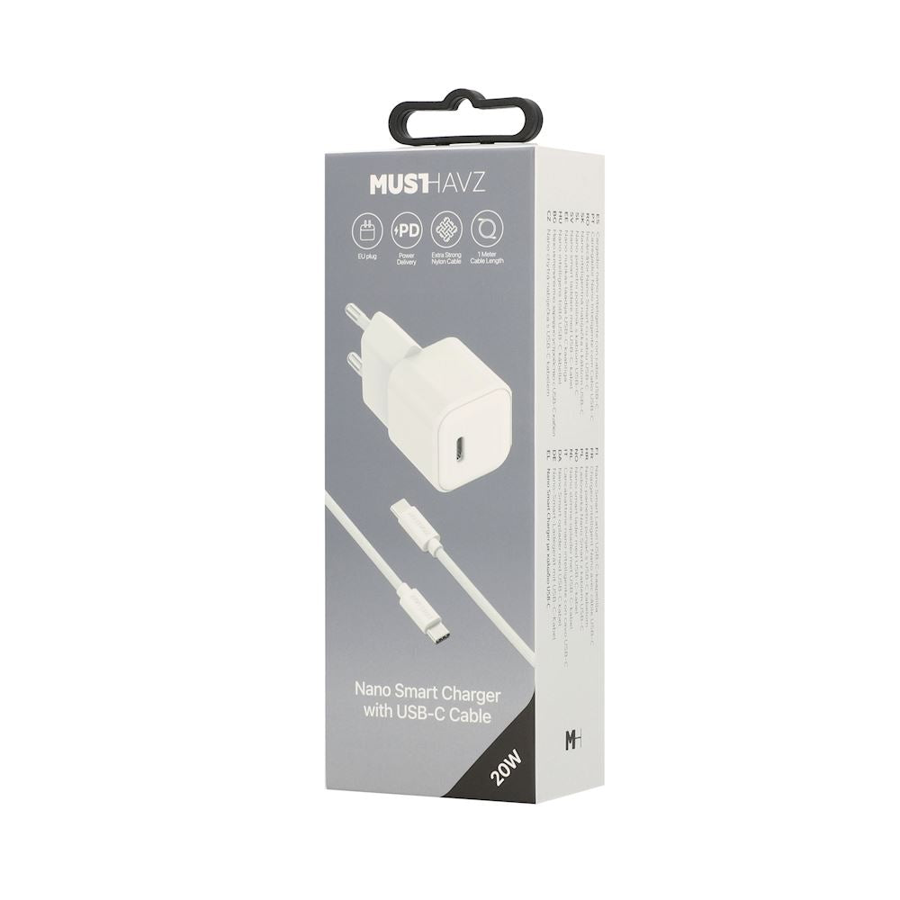 Pack MustHavz Nano Charger 20W + Câble USB-C vers USB-C