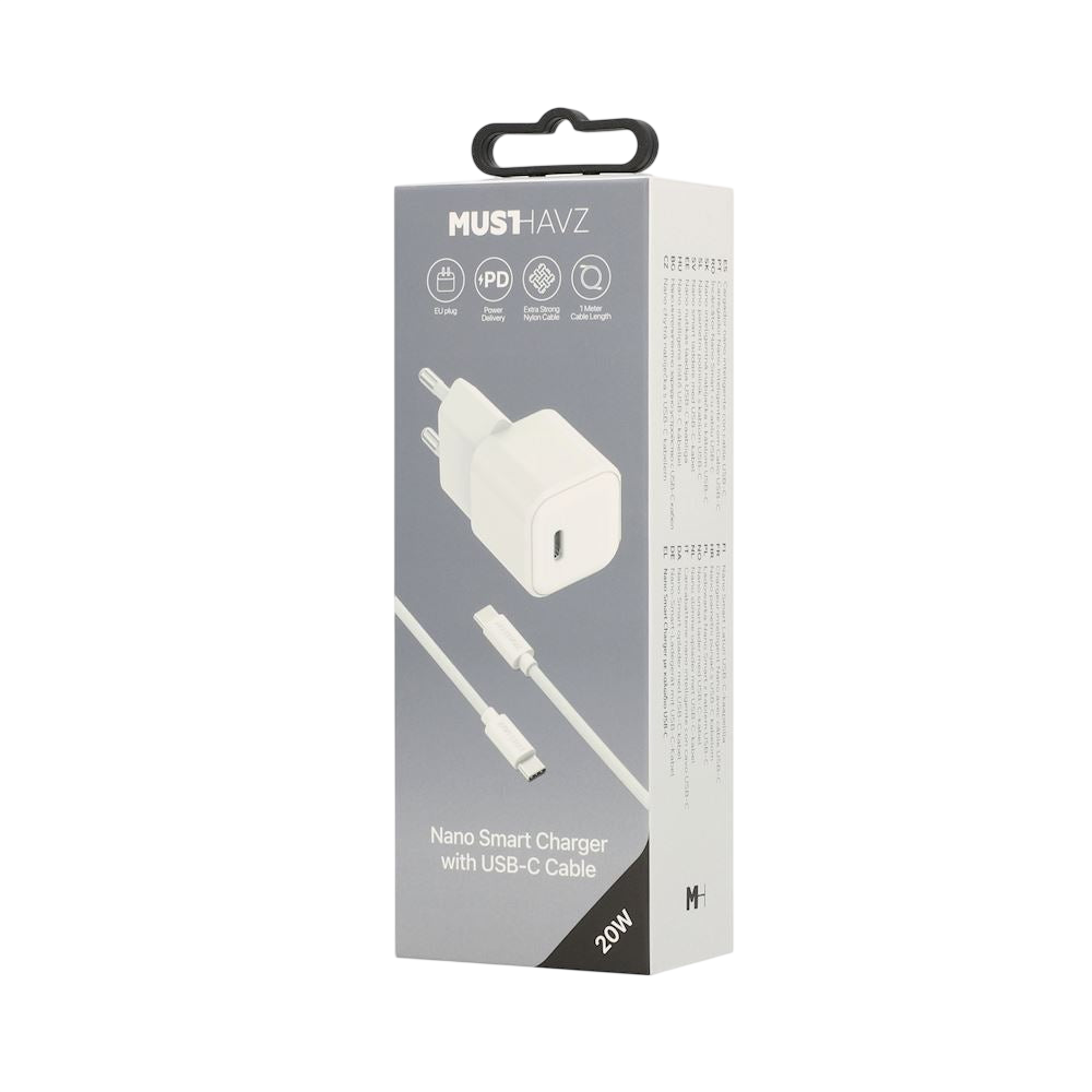 Pack MustHavz Nano Charger 20W + Câble USB-C vers USB-C