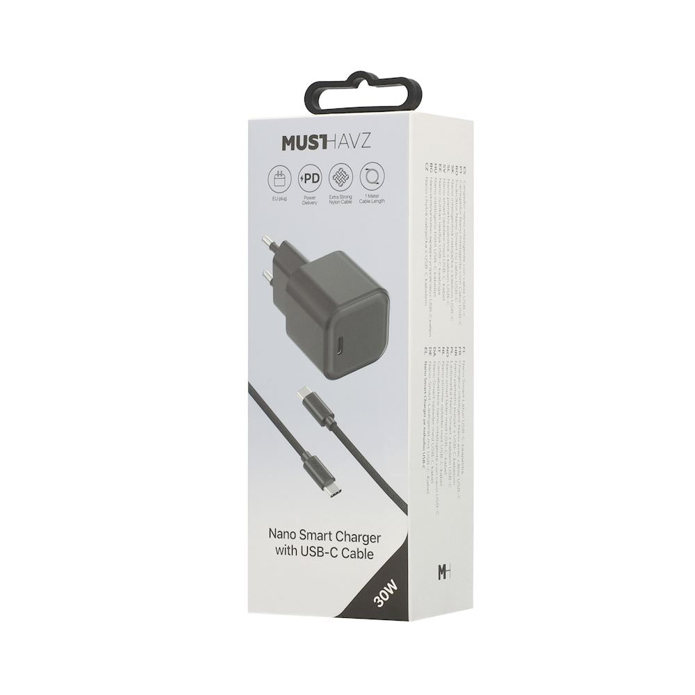 Pack MustHavz Nano Charger 30W + Câble USB-C vers USB-C