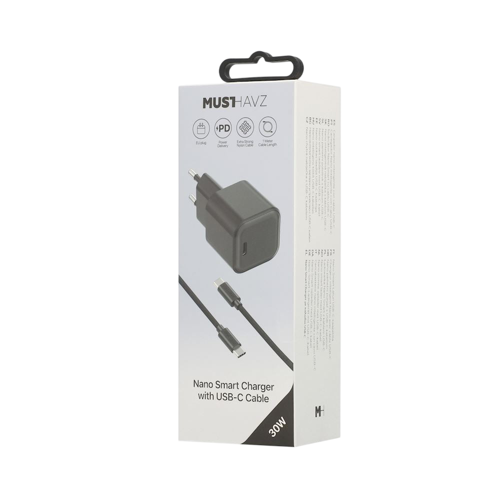 Pack MustHavz Nano Charger 30W + Câble USB-C vers USB-C