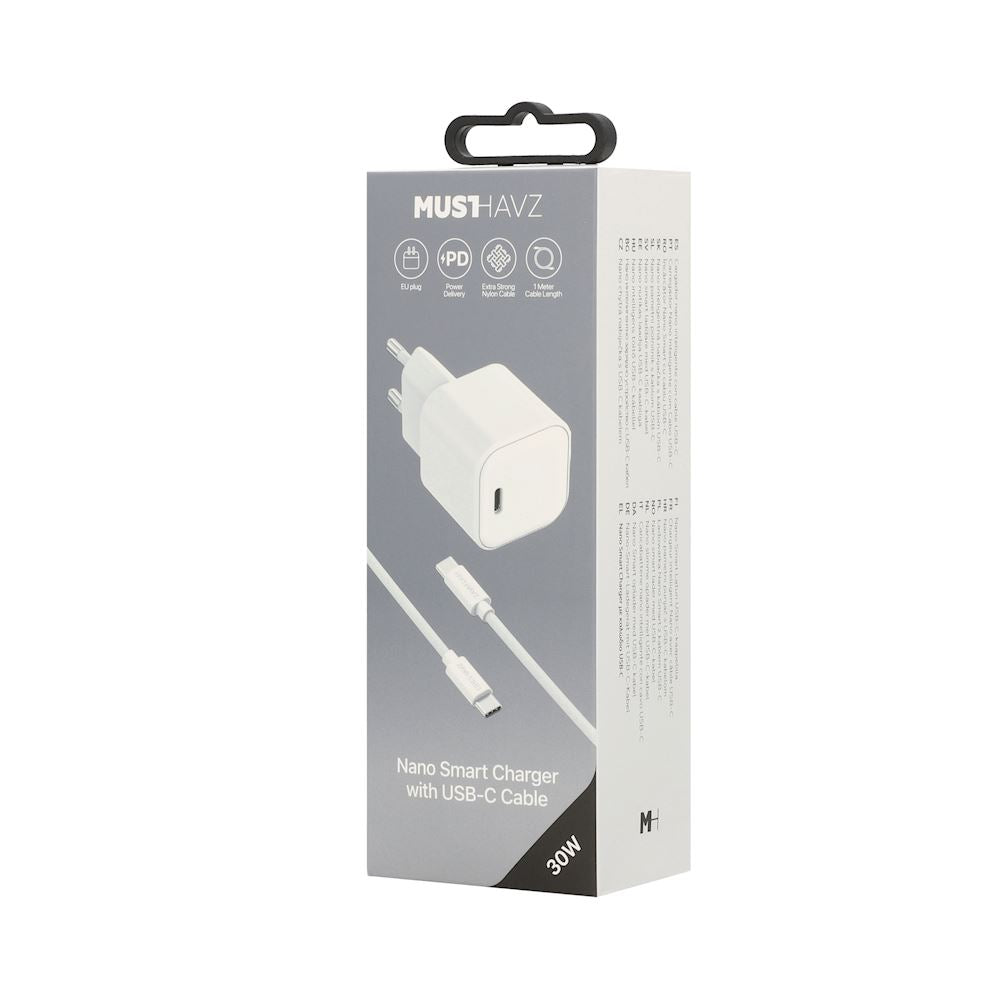 Pack MustHavz Nano Charger 30W + Câble USB-C vers USB-C