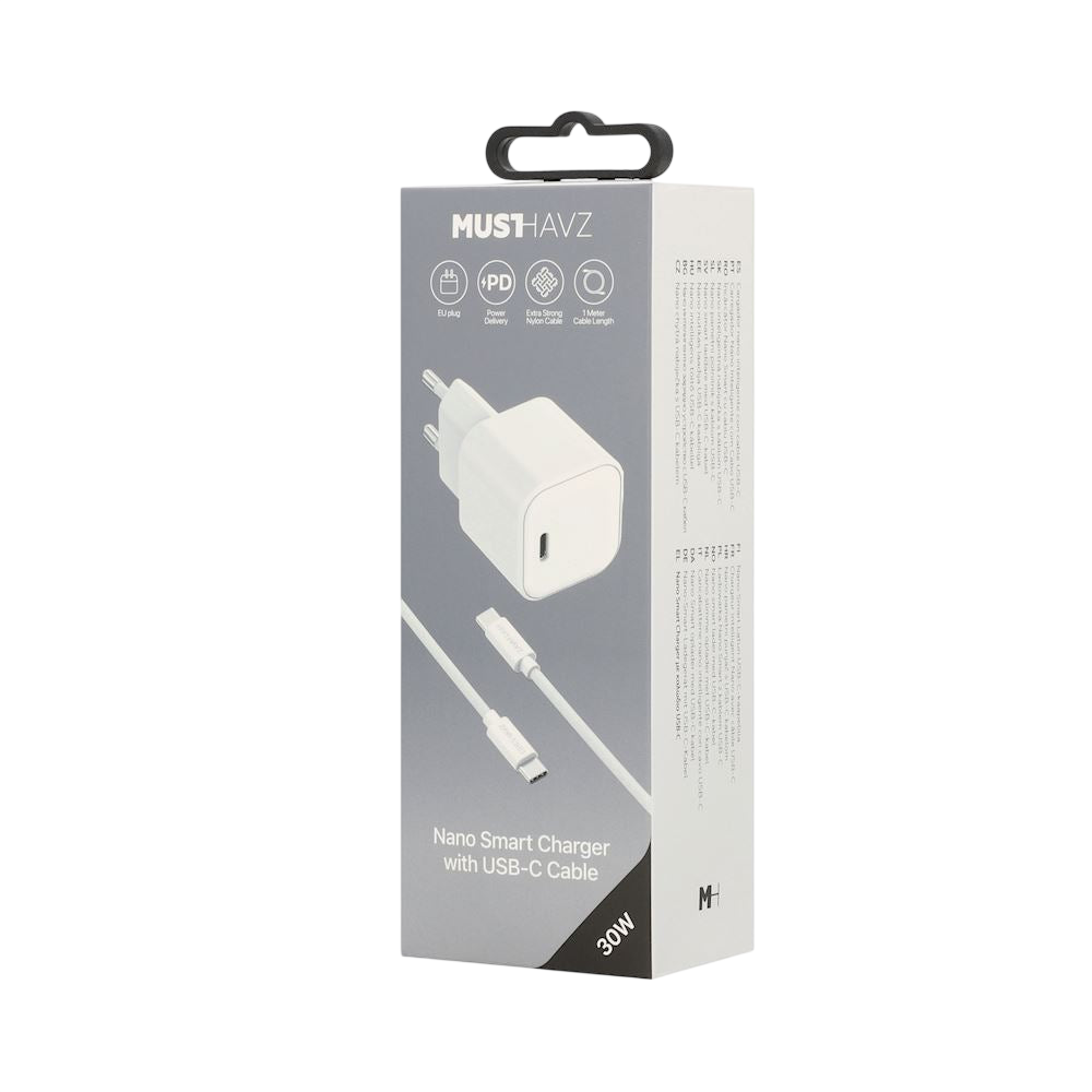 Pack MustHavz Nano Charger 30W + Câble USB-C vers USB-C