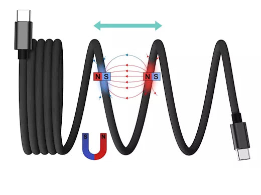 Câble USB-A vers USB-C Magnétique (Auto-Enroulable)