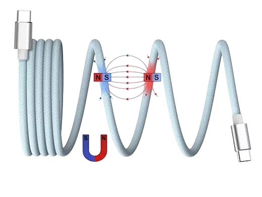 Câble USB-A vers USB-C Magnétique (Auto-Enroulable)