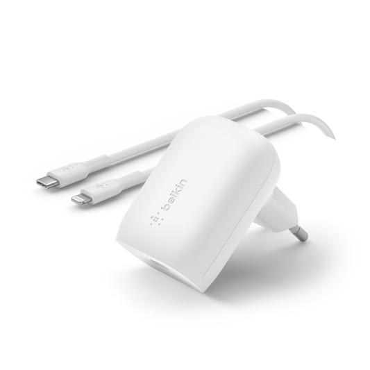 Belkin BOOST CHARGE - Adaptateur secteur - technologie PPS - 30 Watt - 3 A - PD 3.0 (24 pin USB-C) - blanc