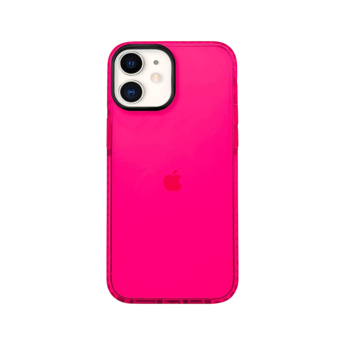 Coque tpu renforcée avec liseret noir pour iPhone 12/12 Pro - rose transparent