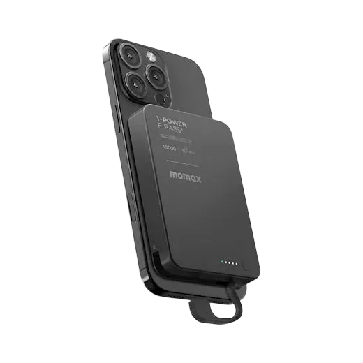 Batterie externe magnétique portable Momax 1-Power F.Pass+ 10000 mAh avec câble intégré