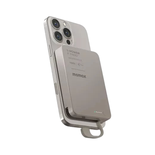 Batterie externe magnétique portable Momax 1-Power F.Pass+ 10000 mAh avec câble intégré