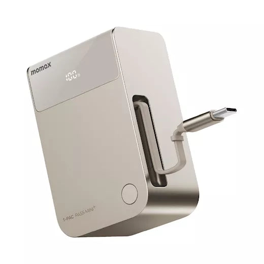 Batterie externe portable Momax 1-Pac Pass Mini+ 10000 mAh avec câble rétractable