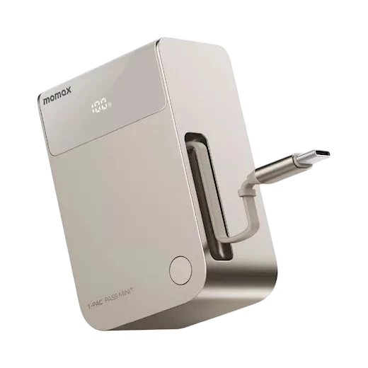 Batterie externe portable Momax 1-Pac Pass Mini+ 10000 mAh avec câble rétractable
