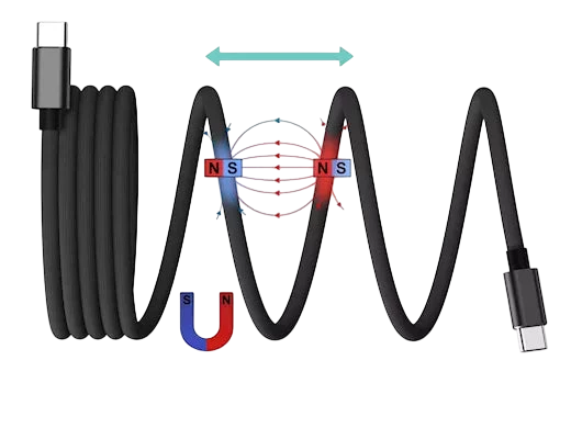 Câble USB-A vers USB-C Magnétique (Auto-Enroulable)