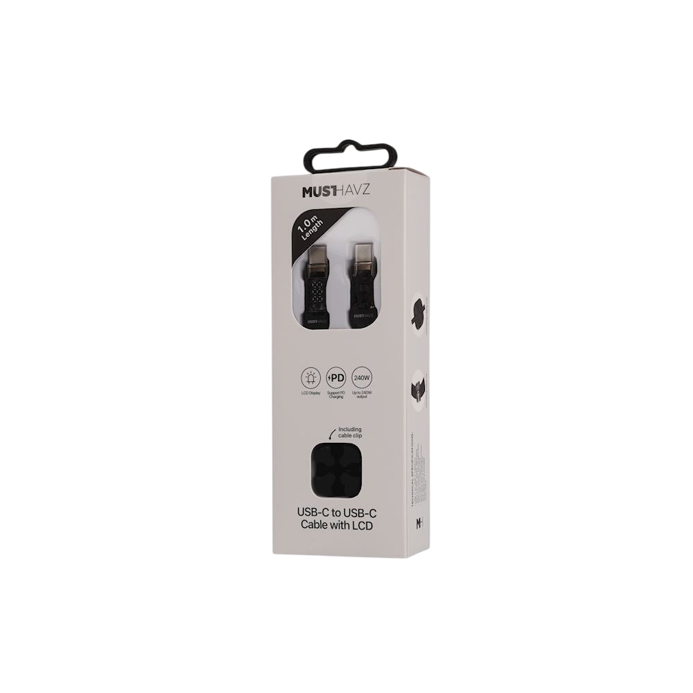 Câble USB-C vers USB-C avec Écran LCD - 240W - 1,0 Mètre