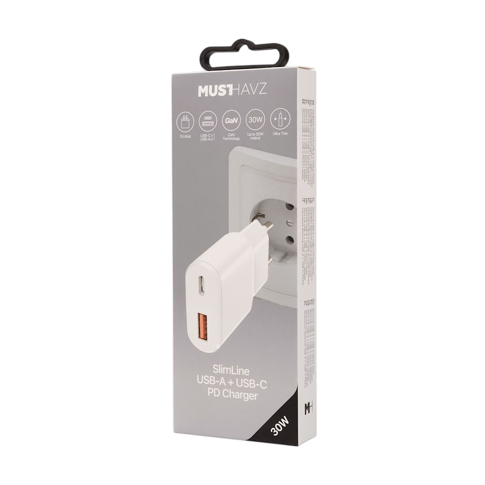 Chargeur SlimLine Extra-Plat - 30W - USB-A + USB-C