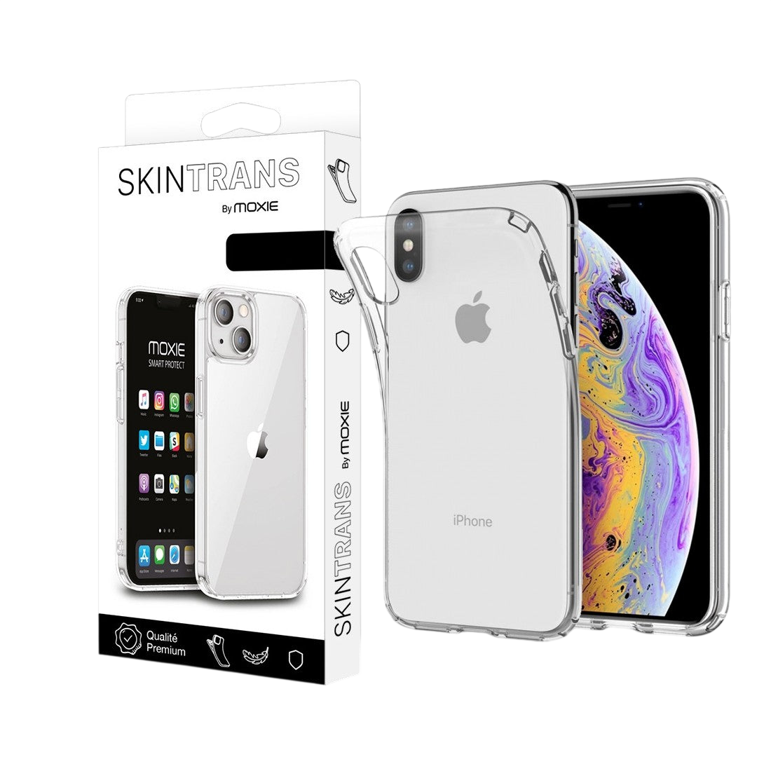 Moxie Coque iPhone XS Max 6.5" [Skintrans] Coque en TPU Souple Transparente Ultra Fine en Silicone, Anti-traces, Ajustement Parfait pour iPhone XS Max 6.5 pouces (2018) - Transparent