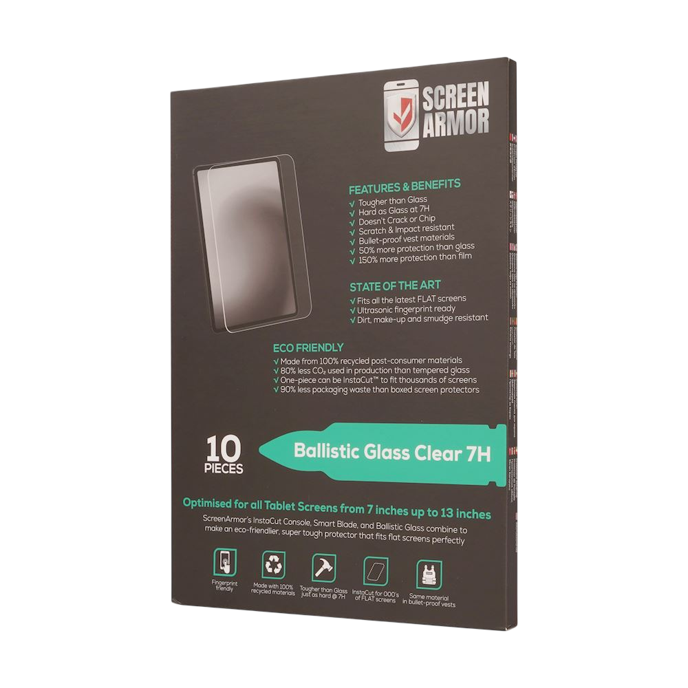 ScreenArmor Ballistic Glass 7H 13" (10 pcs) - Dust Layer
